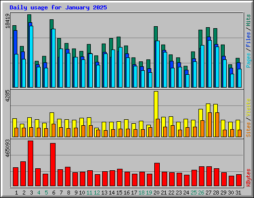 Daily usage for January 2025